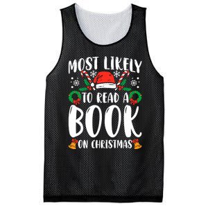 Most Likely To Read A Book On Christmas Matching Family Premium Mesh Reversible Basketball Jersey Tank