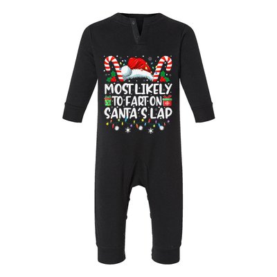 Most Likely To Fart On SantaS Lap Family Matching Christmas Infant Fleece One Piece