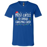 Most Likely To Spread Christmas Cheer Party Family Matching Great Gift V-Neck T-Shirt