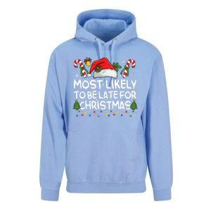 Most Likely To Be Late For Christmas Matching Christmas Unisex Surf Hoodie