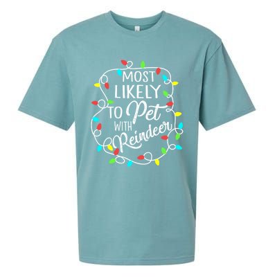 Most Likely To Pet The Reindeer Funny Sarcastic Cool Gift Sueded Cloud Jersey T-Shirt