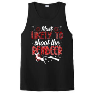 Most Likely To Shoot The Reindeer Funny Family Christmas PosiCharge Competitor Tank