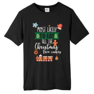 Most Likely To Eat Christmas Tree Cakes Funny Xmas Holiday Gift Tall Fusion ChromaSoft Performance T-Shirt