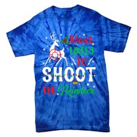 Most Likely To Shoot The Reindeer Humor Christmas Pajama Gift Tie-Dye T-Shirt