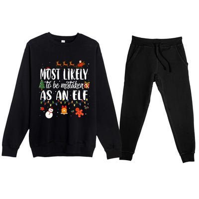 Most Likely To Be Mistaken As An Elf Family Christmas Premium Crewneck Sweatsuit Set