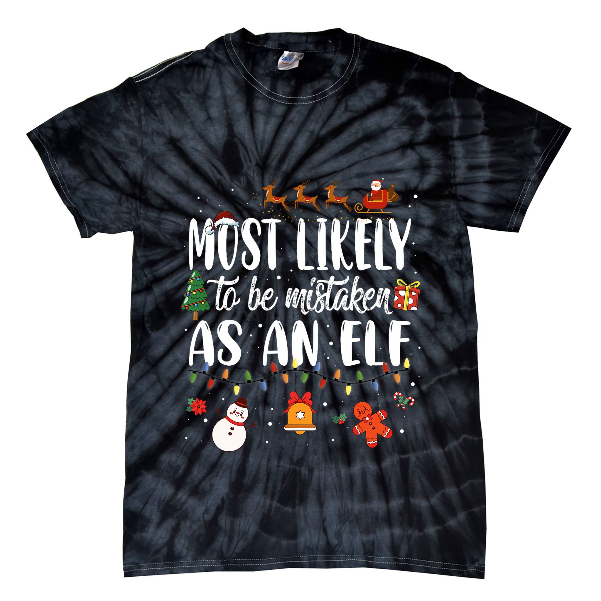 Most Likely To Be Mistaken As An Elf Family Christmas Tie-Dye T-Shirt
