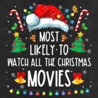 Most Likely To Watch All The Xmas Movies Family 7 Panel Mesh Trucker Snapback Hat