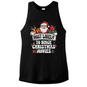 Most Likely To Binge Christmas Movies Family Matching Xmas Ladies PosiCharge Tri-Blend Wicking Tank