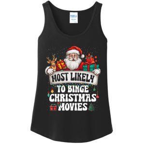 Most Likely To Binge Christmas Movies Family Matching Xmas Ladies Essential Tank