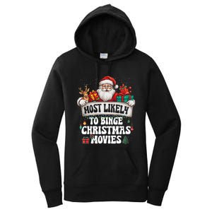 Most Likely To Binge Christmas Movies Family Matching Xmas Women's Pullover Hoodie