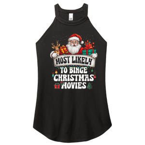 Most Likely To Binge Christmas Movies Family Matching Xmas Women's Perfect Tri Rocker Tank