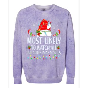 Most Likely To Watch All The Christmas Movies Matching Xmas Colorblast Crewneck Sweatshirt