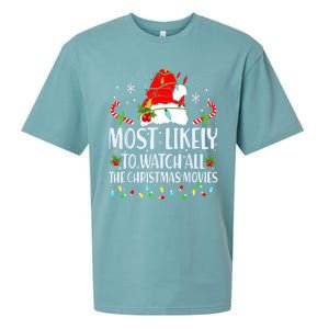 Most Likely To Watch All The Christmas Movies Matching Xmas Sueded Cloud Jersey T-Shirt