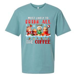 Most Like To All Coffee Xmas Naughty Santa Reindeer Funny Gift Sueded Cloud Jersey T-Shirt