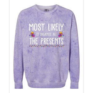 Most Likely To Organize All The Presents Funny Christmas Colorblast Crewneck Sweatshirt