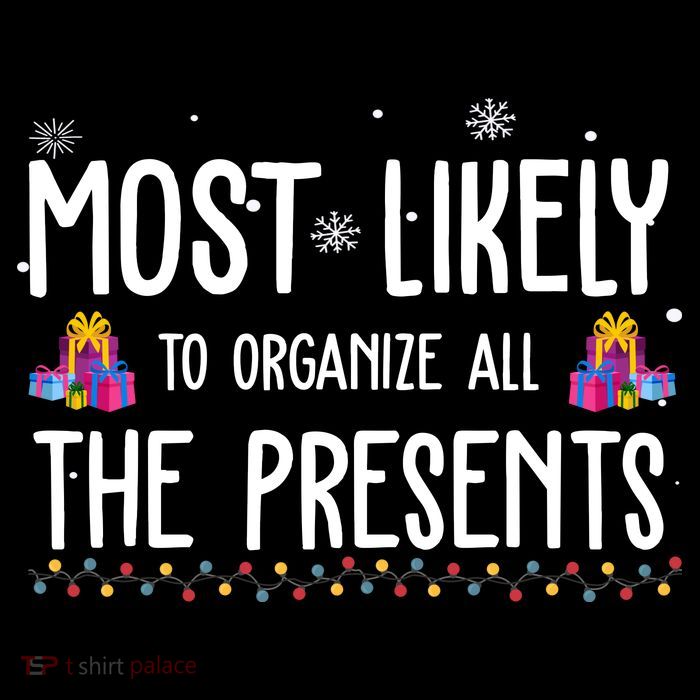 Most Likely To Organize All The Presents Funny Christmas Stripe Pom Pom Beanie