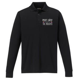 Most Likely To Organize All The Presents Funny Christmas Performance Long Sleeve Polo