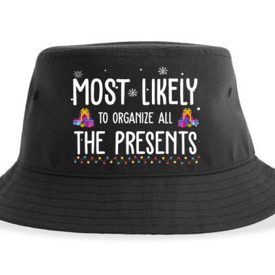 Most Likely To Organize All The Presents Funny Christmas Sustainable Bucket Hat