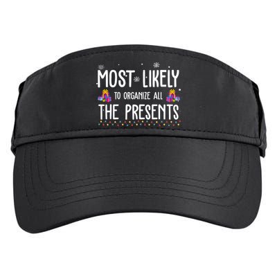 Most Likely To Organize All The Presents Funny Christmas Adult Drive Performance Visor