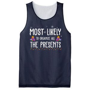 Most Likely To Organize All The Presents Funny Christmas Mesh Reversible Basketball Jersey Tank