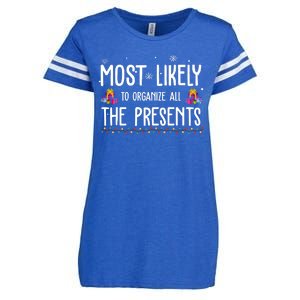 Most Likely To Organize All The Presents Funny Christmas Enza Ladies Jersey Football T-Shirt