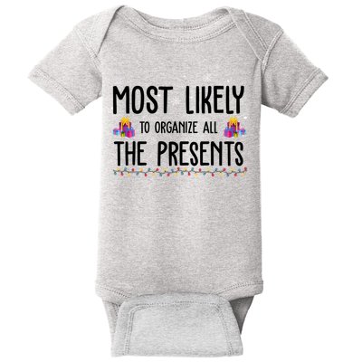 Most Likely To Organize All The Presents Funny Christmas Baby Bodysuit