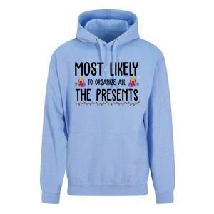 Most Likely To Organize All The Presents Funny Christmas Unisex Surf Hoodie