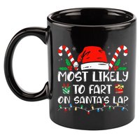 Most Likely To Fart On Santa's Lap Family Christmas Pajamas 11oz C Handle Ceramic Mug