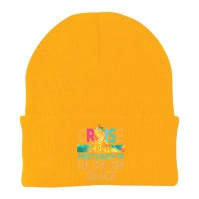 Most Likely To Lie On The Beach Cruise Crew Family Vacation Funny Gift Knit Cap Winter Beanie