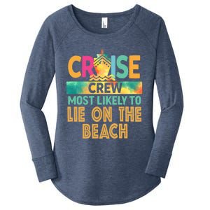 Most Likely To Lie On The Beach Cruise Crew Family Vacation Funny Gift Women's Perfect Tri Tunic Long Sleeve Shirt