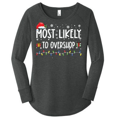 Most Likely To Overshop Shopping Family Crew Christmas Women's Perfect Tri Tunic Long Sleeve Shirt