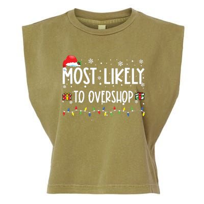 Most Likely To Overshop Shopping Family Crew Christmas Garment-Dyed Women's Muscle Tee