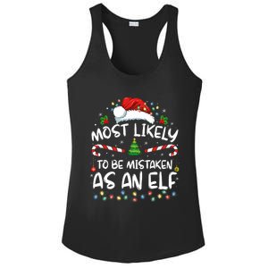 Most Likely To Be Mistaken As An Elf Funny Family Christmas Ladies PosiCharge Competitor Racerback Tank