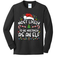 Most Likely To Be Mistaken As An Elf Funny Family Christmas Kids Long Sleeve Shirt