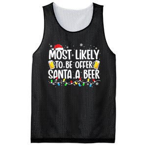 Most Likely To Offer Santa A Beer Funny Drinking Christmas  Mesh Reversible Basketball Jersey Tank