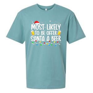 Most Likely To Offer Santa A Beer Funny Drinking Christmas  Sueded Cloud Jersey T-Shirt