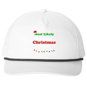 Most Likely To Spread Christmas Cheer Santa Hat Xmas Lights Gift Snapback Five-Panel Rope Hat