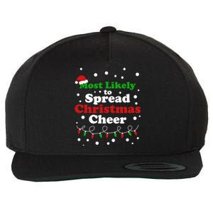 Most Likely To Spread Christmas Cheer Santa Hat Xmas Lights Gift Wool Snapback Cap