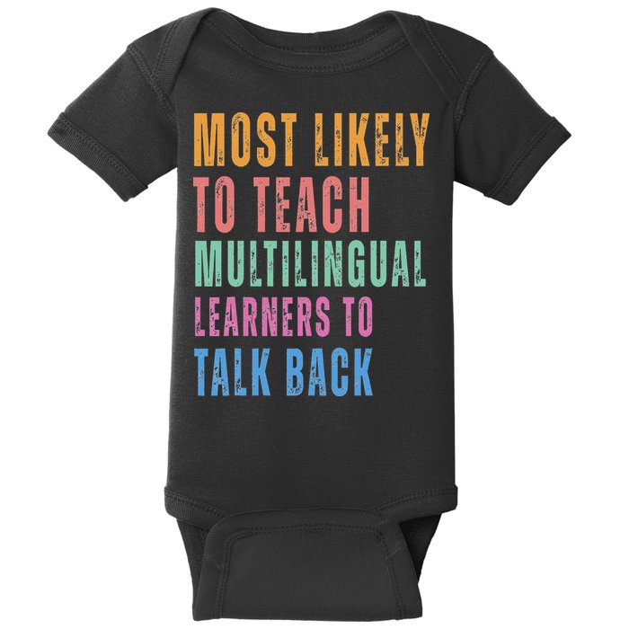 Multilingual Learners To Teach Language Talk Learner Baby Bodysuit