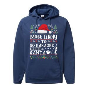 Most Likely To Go Karaoke With Santa Christmas Signing Party Cute Gift Performance Fleece Hoodie