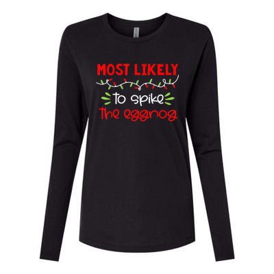 Most Likely To Shirt Funny Matching Family Christmas PJs Womens Cotton Relaxed Long Sleeve T-Shirt