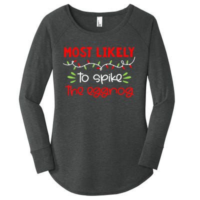 Most Likely To Shirt Funny Matching Family Christmas PJs Women's Perfect Tri Tunic Long Sleeve Shirt