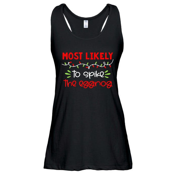 Most Likely To Shirt Funny Matching Family Christmas PJs Ladies Essential Flowy Tank