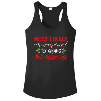 Most Likely To Shirt Funny Matching Family Christmas PJs Ladies PosiCharge Competitor Racerback Tank