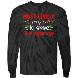 Most Likely To Shirt Funny Matching Family Christmas PJs Tie-Dye Long Sleeve Shirt