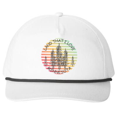 Minnesota Land That I Love Mn Pine Trees Gift Snapback Five-Panel Rope Hat