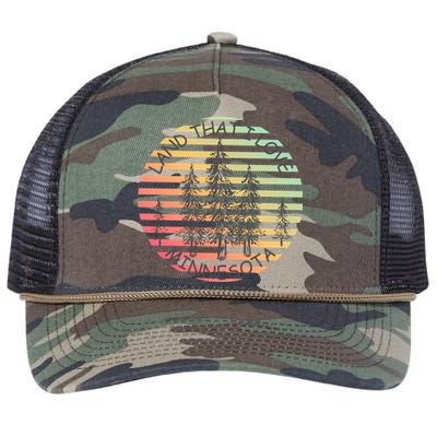 Minnesota Land That I Love Mn Pine Trees Gift Retro Rope Trucker Hat Cap