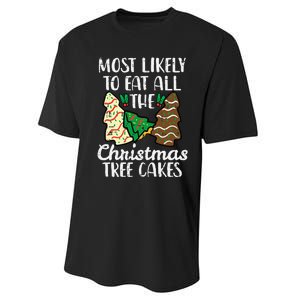 Most Likely To Eat Christmas Tree Cakes Xmas Performance Sprint T-Shirt