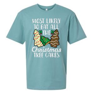 Most Likely To Eat Christmas Tree Cakes Xmas Sueded Cloud Jersey T-Shirt