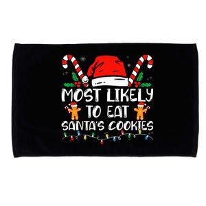 Most Likely To Eat Santas Cookies Family Christmas Pajamas Microfiber Hand Towel